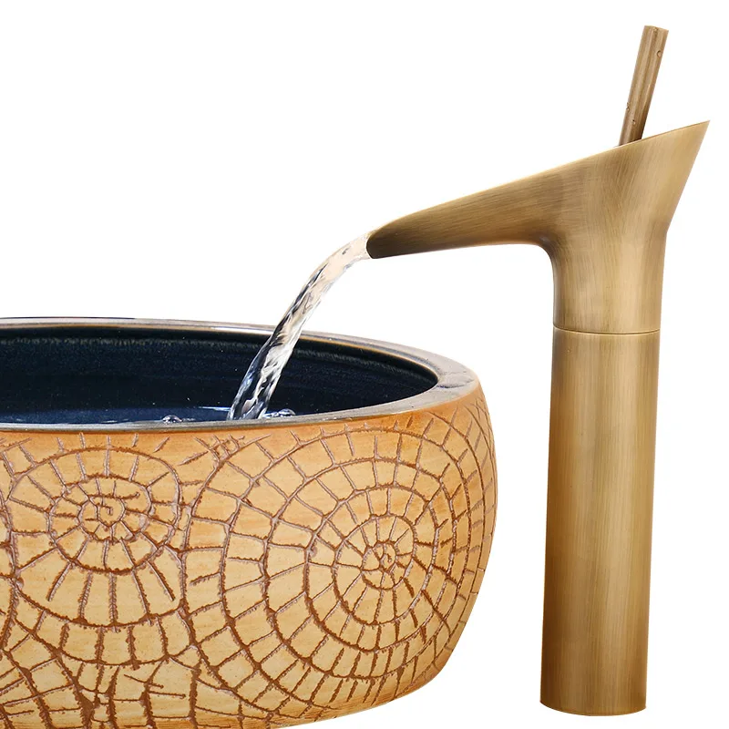 
Antique single lever brass taps high antique basin faucet bathroom 