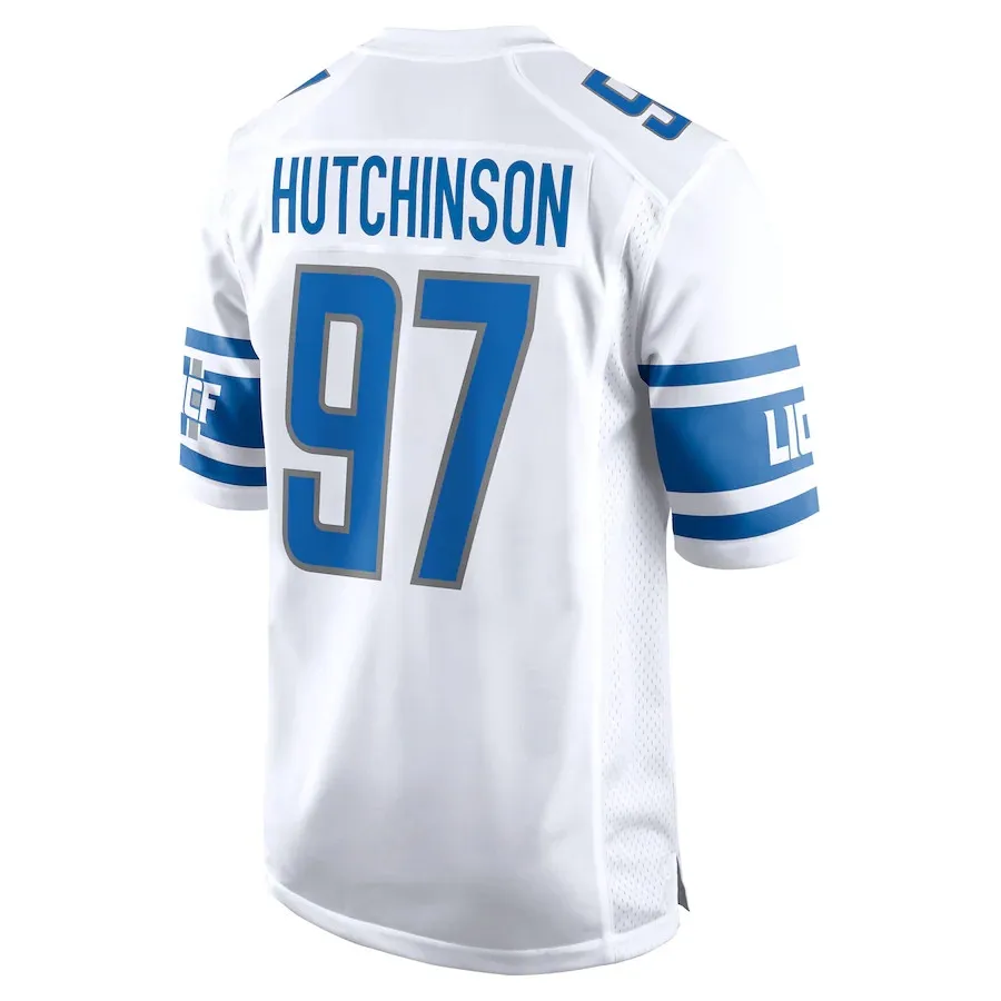 2023 синие майки Aidan Hutchinson #97 сшитые драфты первого раунда американский футбол футболки с ограниченной ответственностью