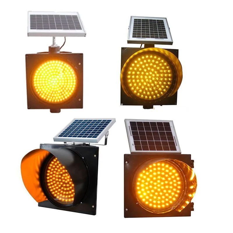 300mm Solar Yellow Flashing Led Traffic Warning Signal Light