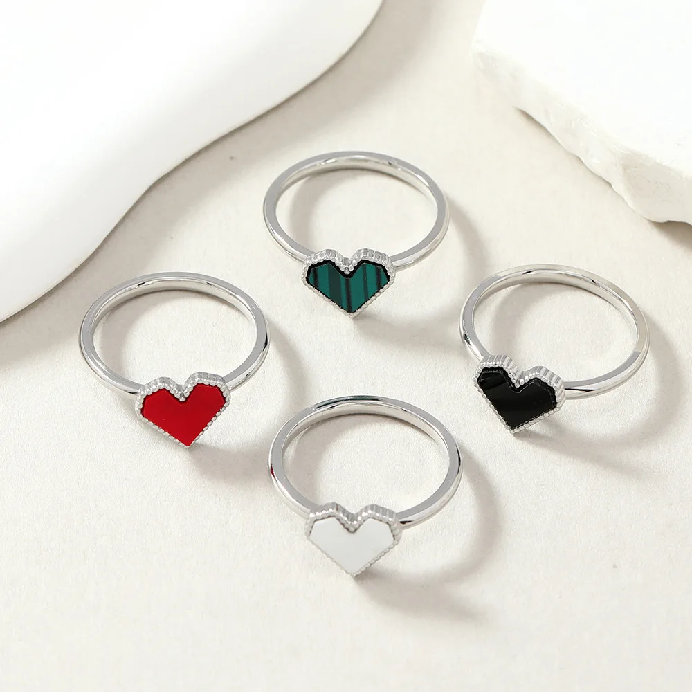 DALE Waterproof Stainless Steel Ornament Design Minimalist Four-Color Love Couple Titanium Steel Ring