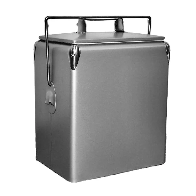 Custom 17L outdoor camping portable picnic ice chest small mini retro beer ice box 17l metal cooler box
