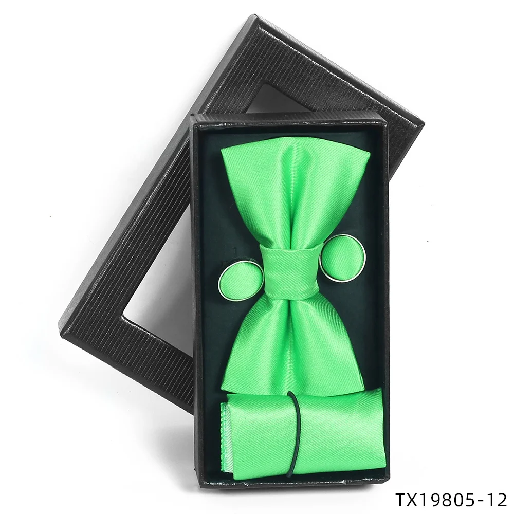 Private label formal tuxedo bow tie elegant pocket square sets for men