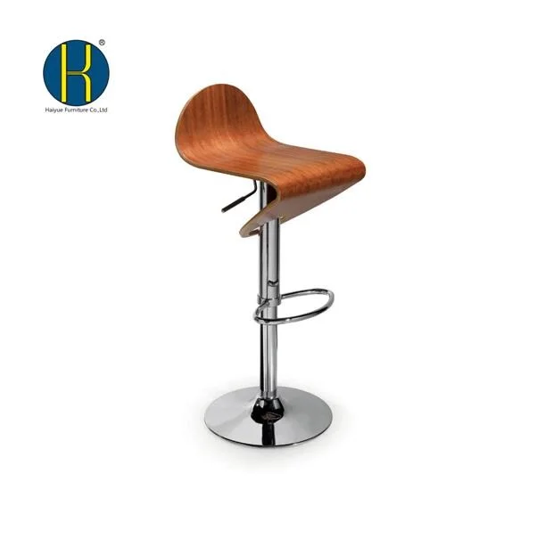 HY2020 Fashion  Moden Chrome Swivel Wooden Breakfast High Bar Stools Bar Chair