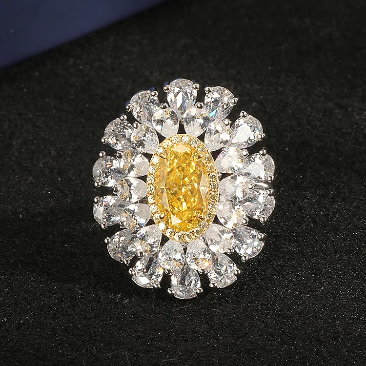 Роскошные ювелирные изделия с фианитом, кольцо из стерлингового серебра 925 пробы с крупным камнем