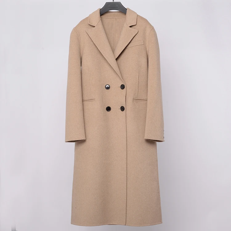 Women winter fashion long double face 100%wool pea coat
