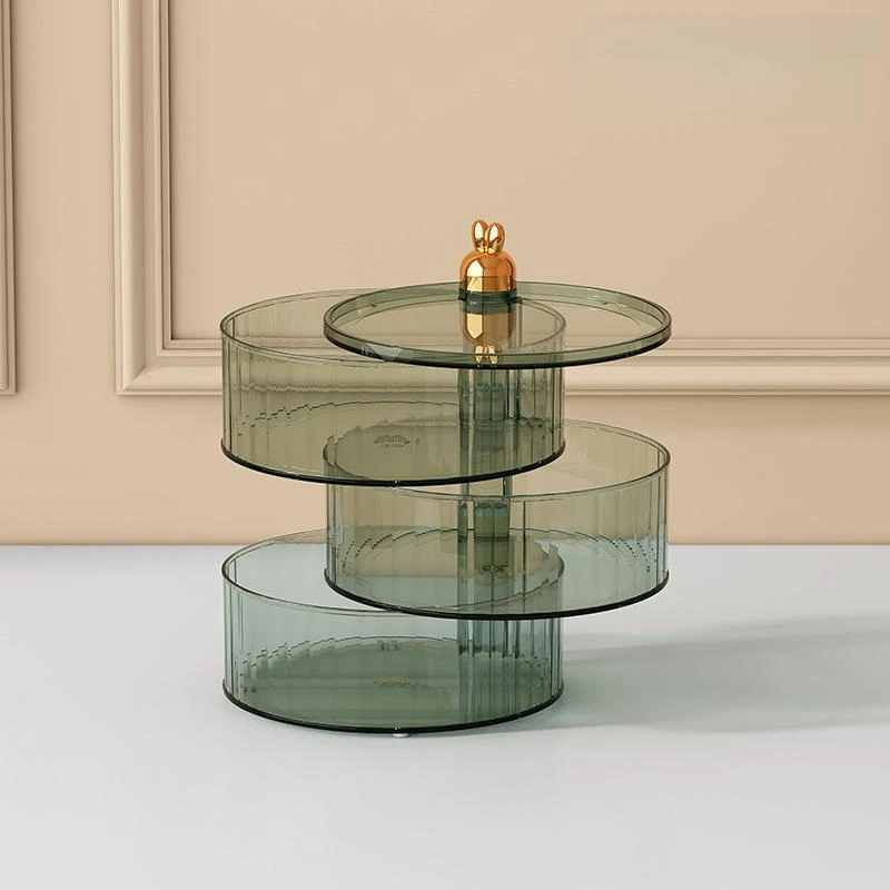 Wholesale Creative 360 Rotate multilayer Plastic Transparent Round Desktop food Storage Box For Candy Dried Fruit Snacks