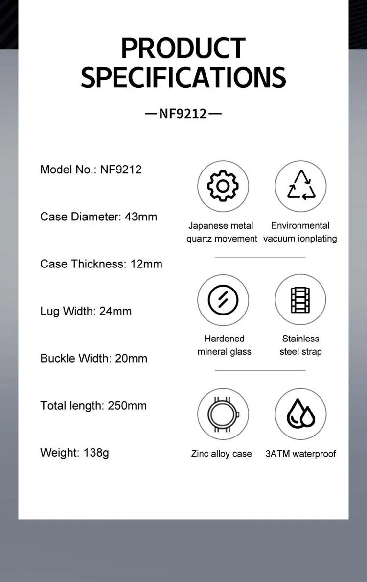 NAVIFORCE NF9212 luxury personalized man quartz watch nice Stainless steel band Luminous date display Minimalist business watch