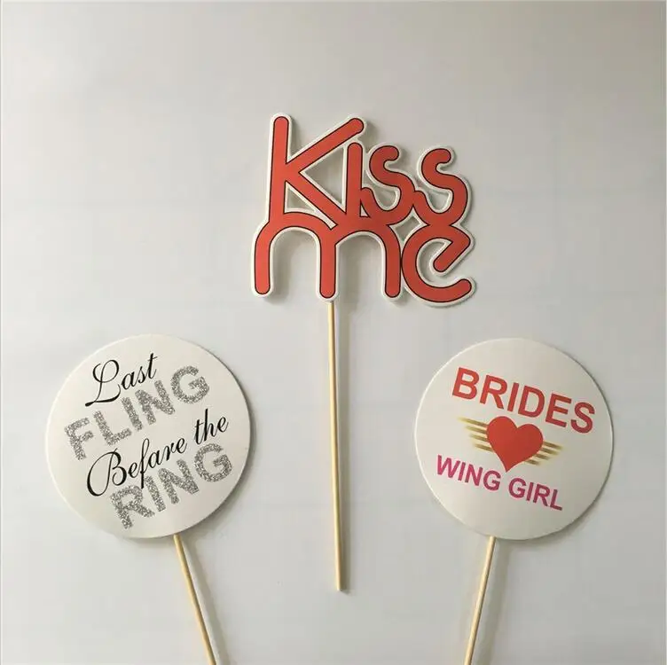 22PCS/Set Glitter Wedding Photo Props Bottle Mask Lipstick Beard Glasses Bridal Party Supplies