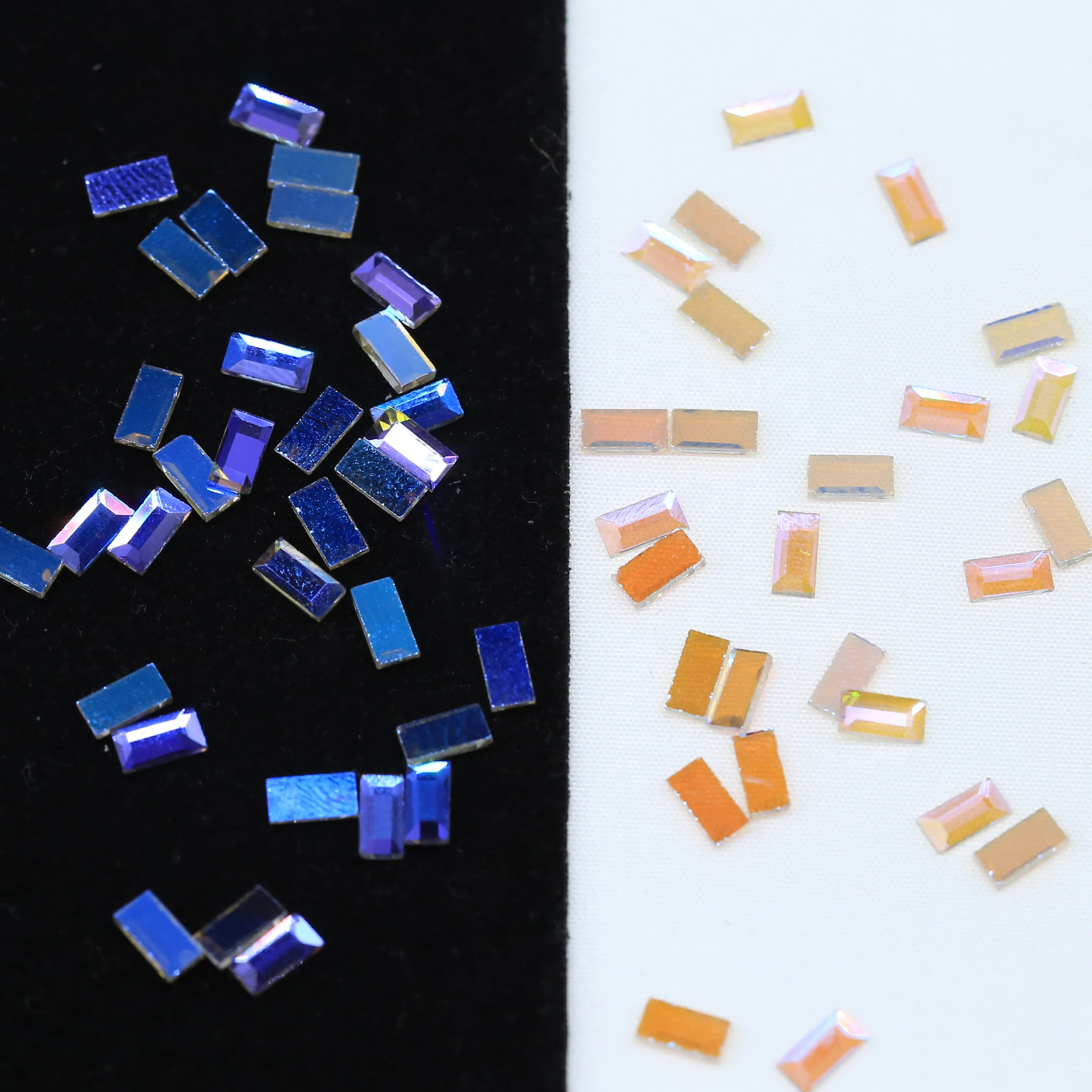 WHATSTONE Customized Color 2.5*5mm,4*6mm Flat Back Rectangle Shape Glass Crystal AB Rhinestone For Nail Art Stone Design