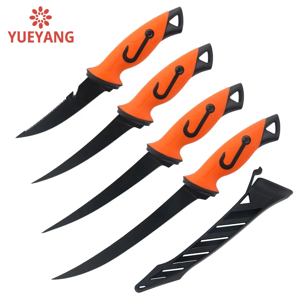 YUEYANG Kitchen filleting slicing knives outdoor survival diving hunt camping stainless steel fishing bait knife with sheath