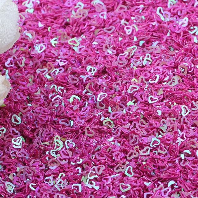 Wholesale 4mm Glitter heart Hollow Loose Sequins for Nail Glitter Stickers Accessories
