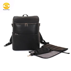 scratch-proof vegan leather diaper bags large capacity baby bags included changing mat and stroller straps