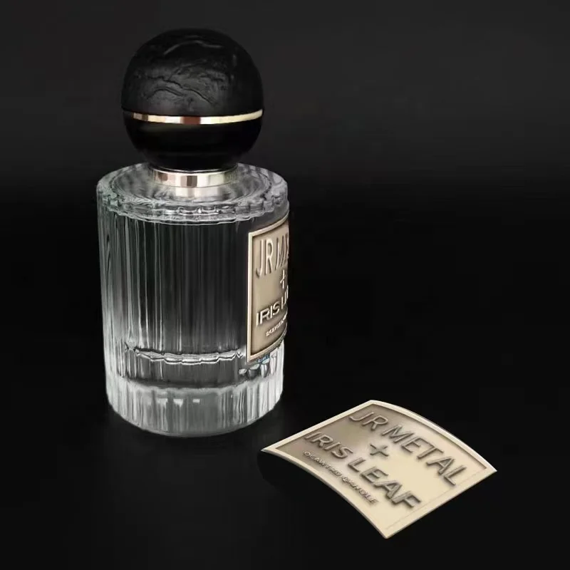 Aluminum box label stickers for glass live personalized private perfume bottle rose gold foil logo clear printing label stickers