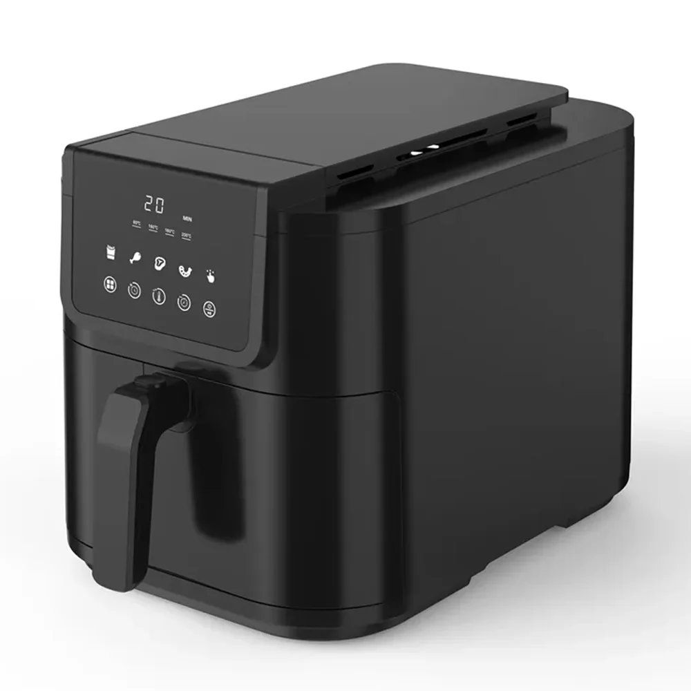 8l big Air Fryer Factory selling directly black 5L 6l smart air fryer, digital air fryer with upper and bottom heating
