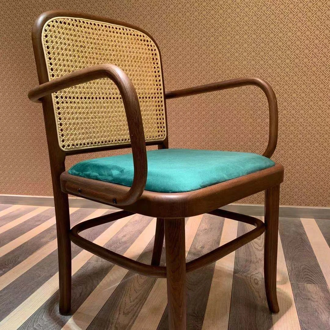 Классическая ретро мебель гостиницы деревянная рамка столовая мебель из ротанга задняя крышка с оббитый стул и плетением и алюминиевым каркасом