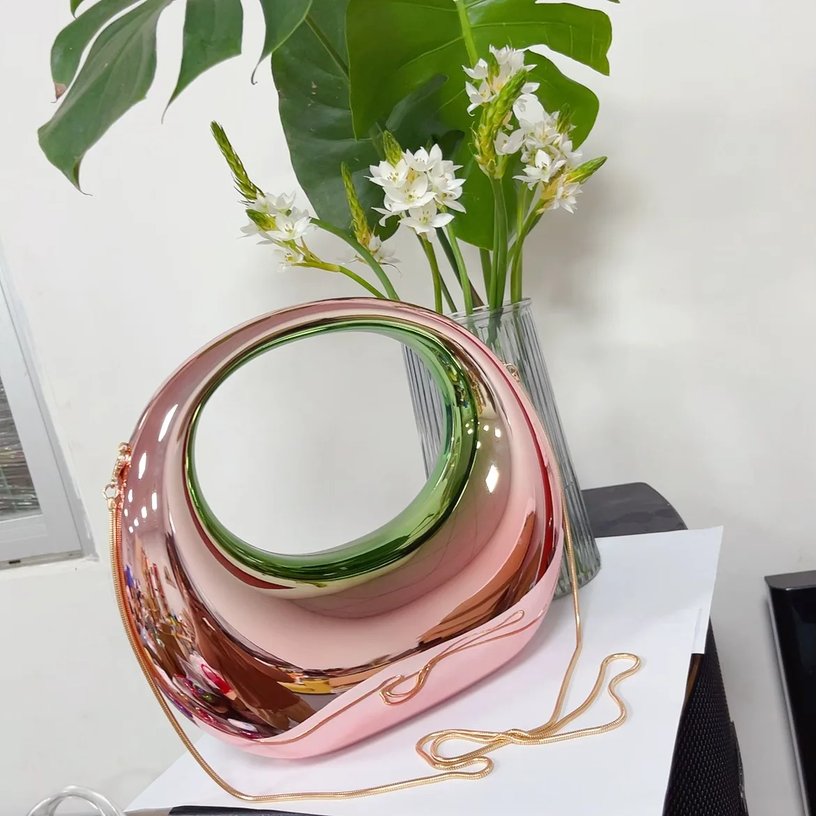 Hot sales Fashion Handbag Clutch Trendy Woman Bag Half Moon Lady Evening Bag