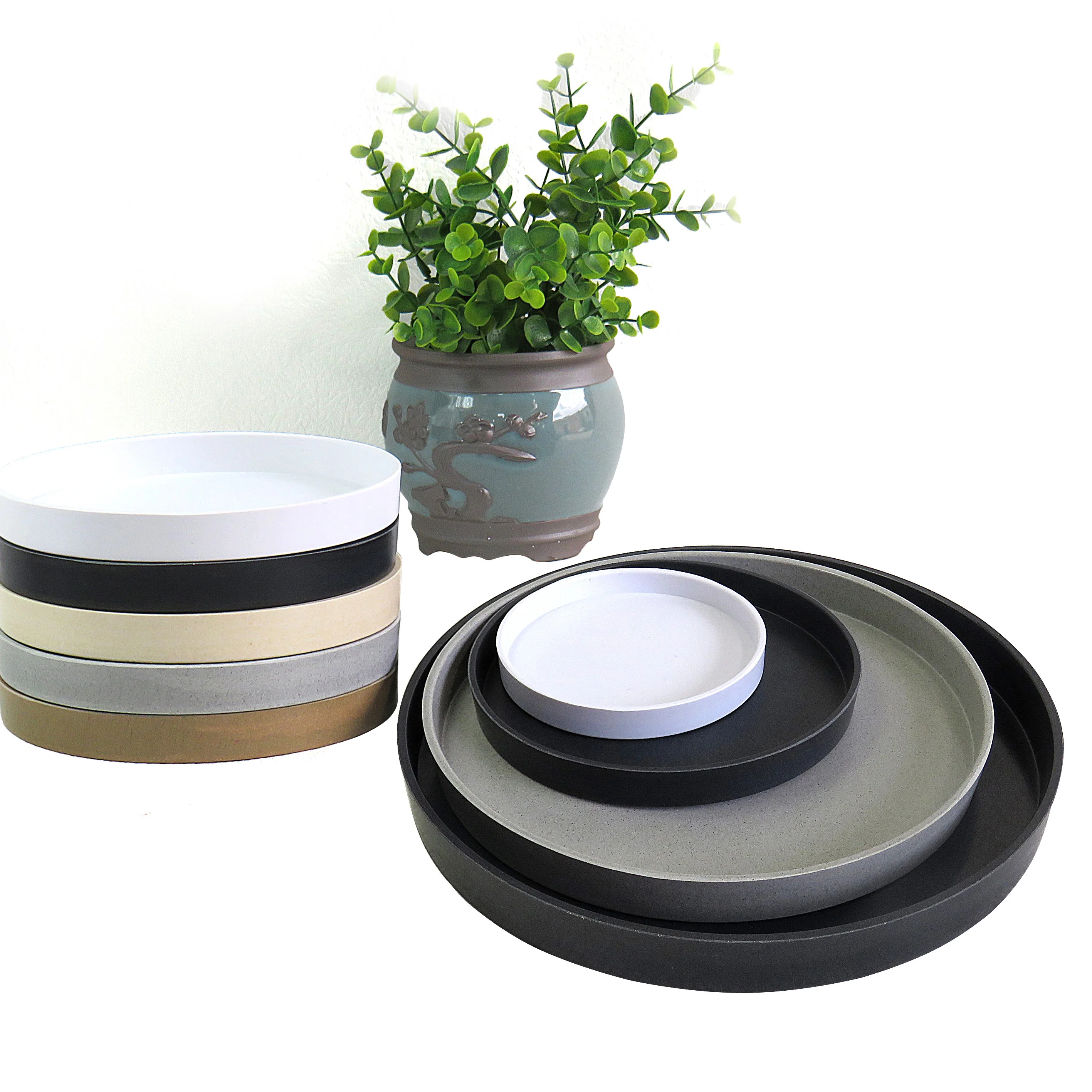 10 Inch big size flower pot saucer tray white/gray/black planter pallet flower tray