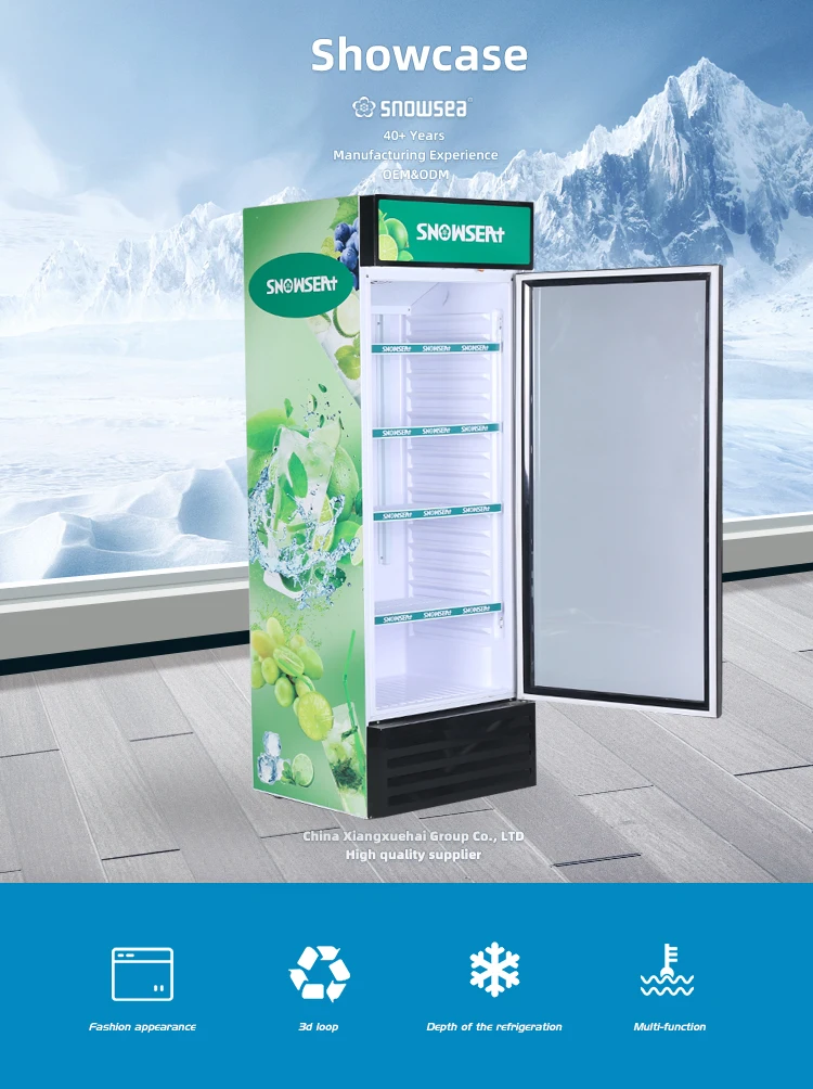 500W SNOWSEA 2023  Commercial Supermarket Display Freezer Refrigerator Single Double Three Glass Door Beer Fridge Beer Fridge