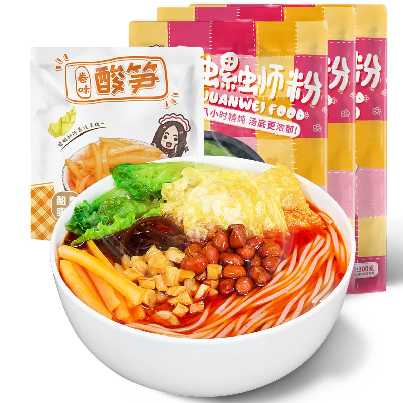 
[3 Bag] Classic Taste + [1 Bag] Sour Bamboo Shoot Spicy Instant Chinese Liuzhou Luosifen River Snails Rice Noodle 