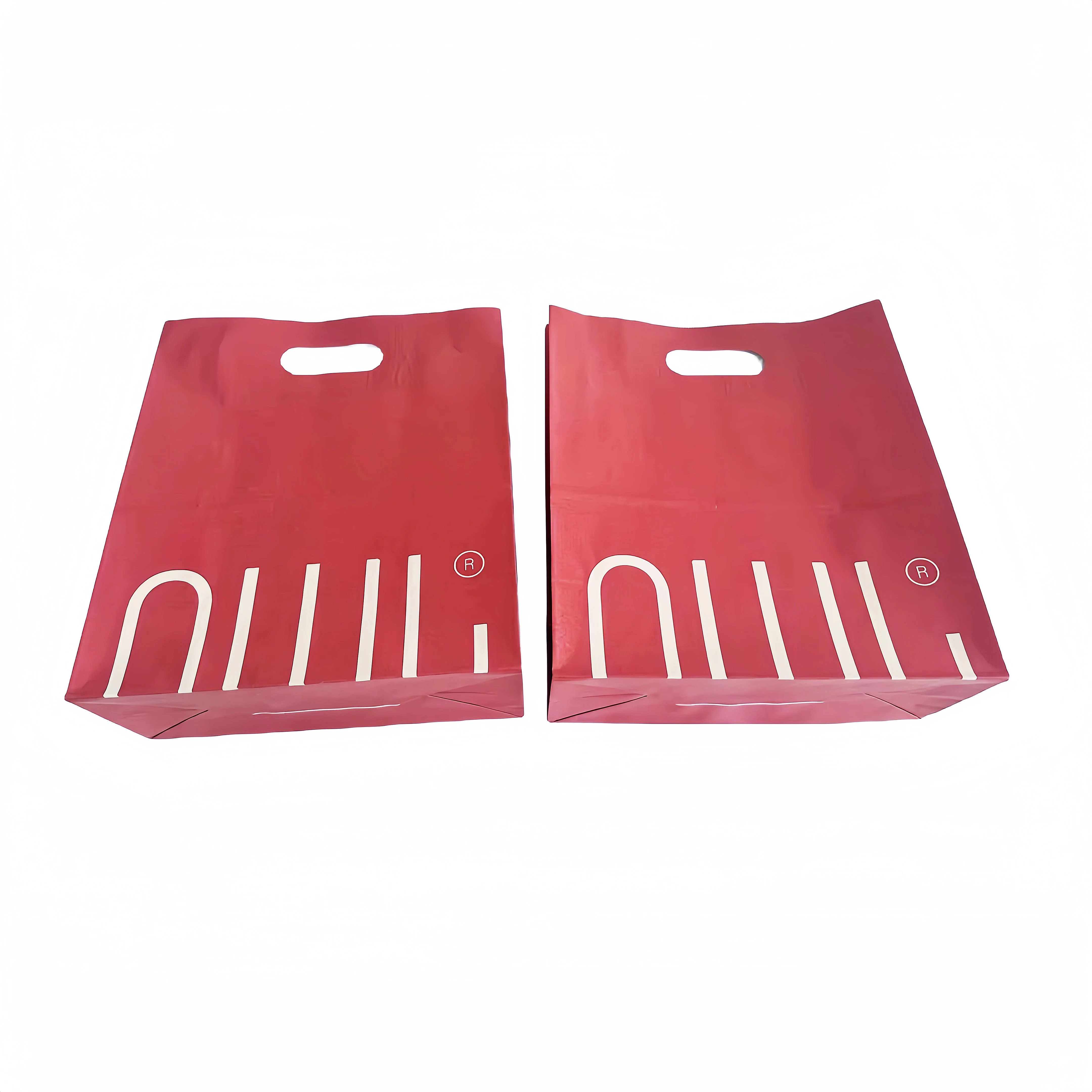 Custom Print Recyclable Die Cut Red Paper Bag Punch Holes Paper Takeouts Bag Perforation Carry Bags for Packaging Food