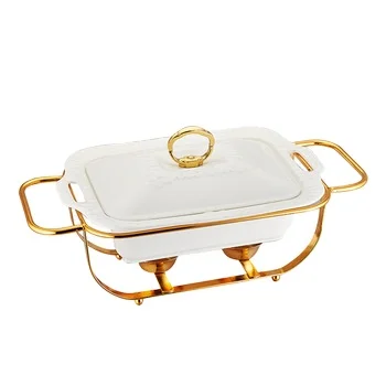 L4602 enamel chaffing dishes with glass lid ceramic buffet chafing