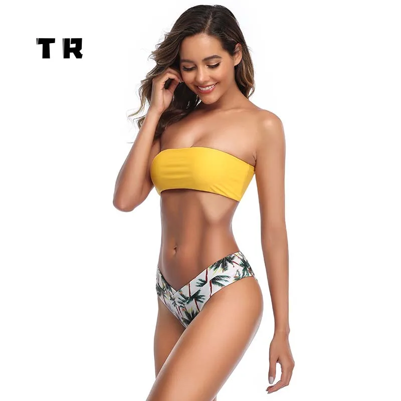 Fashion Show Sexy Two Pieces Swimwear Off Shoulder Young Girl Fitness Bikinis Transparents Bathe Suits