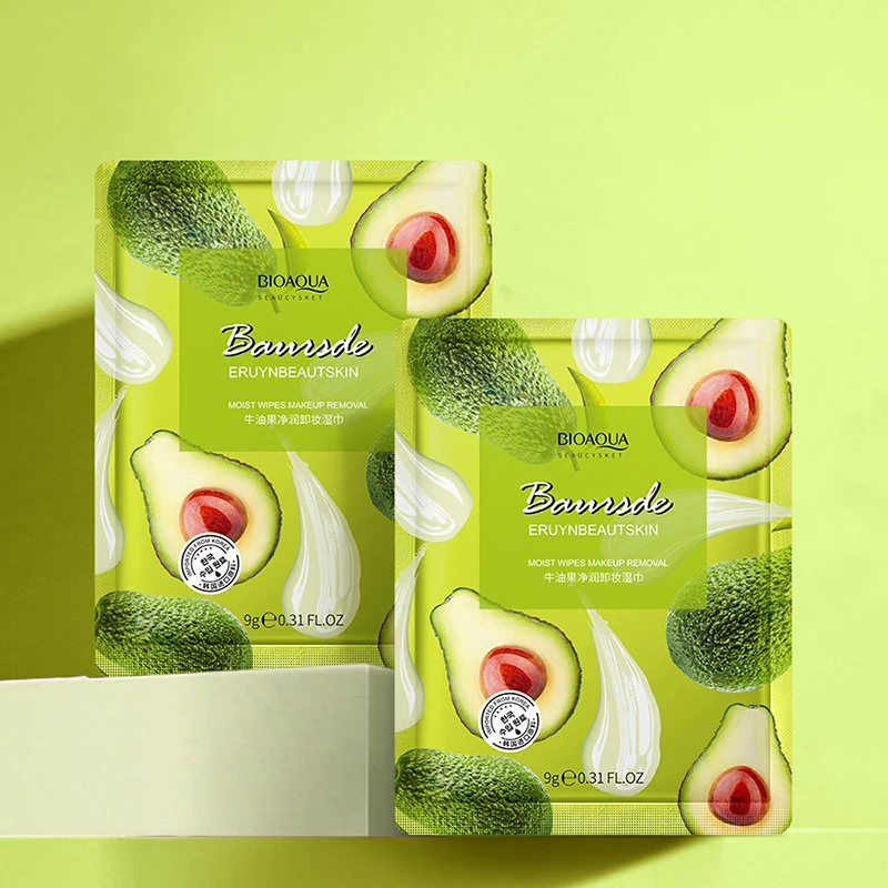 BIOAQUAN avocado Mild elasticity Makeup remover wipes Cleansing towel Facial cleaning makeup cotton