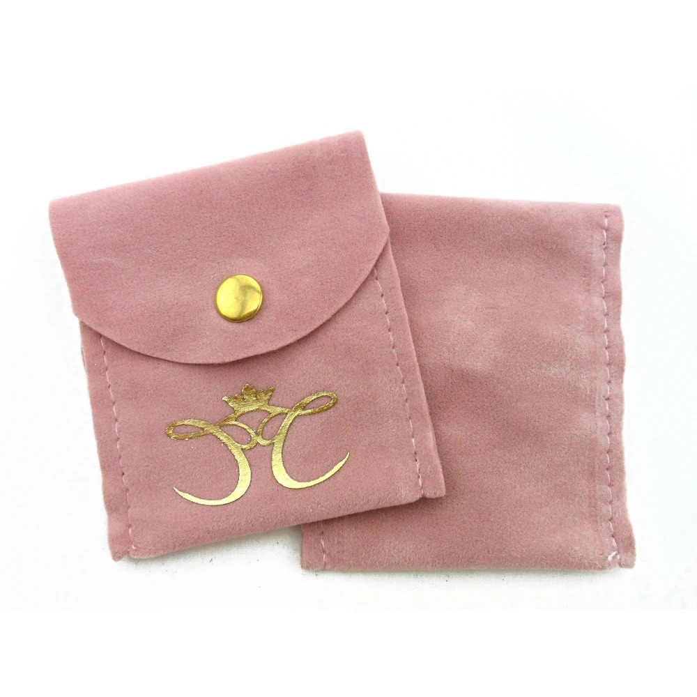 Pink Velvet Pouch Flap Bag Custom Logo Recycled Hot stamping Suede Csrrying Printed Jewelry Velvet Pouch