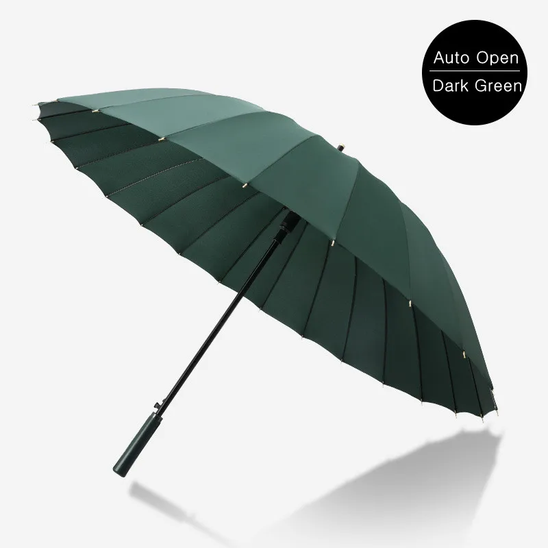 Cheap Straight Umbrella Automatic Opening Non Folding Umbrella With PU Leather Handle