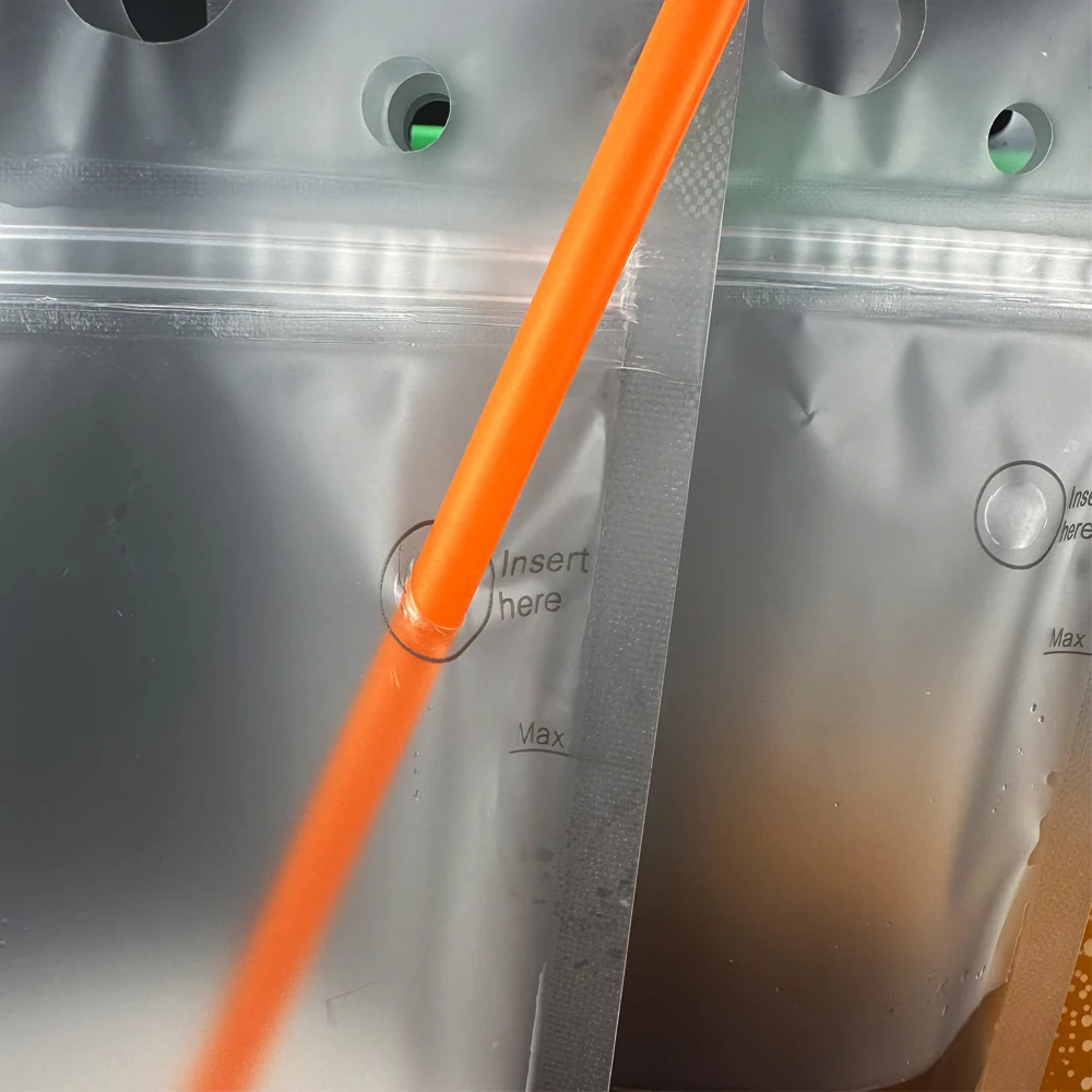 500ml high quality custom personalise plastic double zipper stand up drink juice pouch bag with punchable straw hole