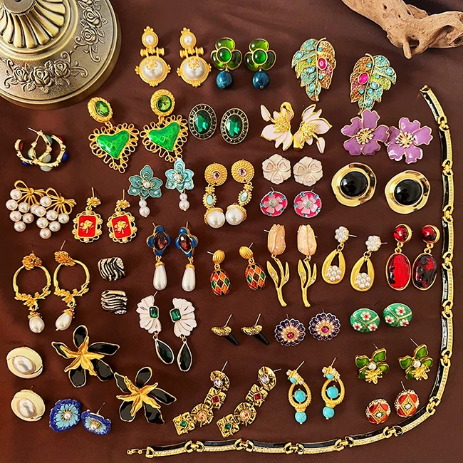 Dazgirl ladies fashion summer cute flower long drop heart vintage earrings 2024 luxury jewelry trend