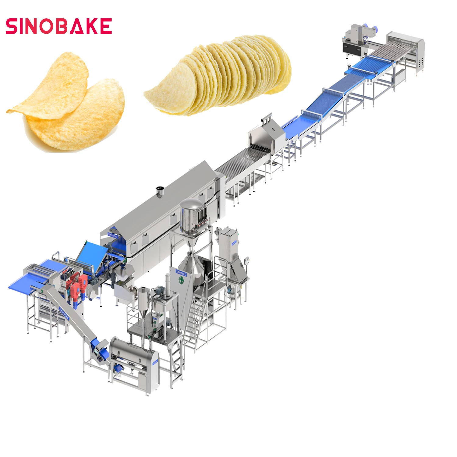 450-500kg/h Full Automatic  Potato Chips Production Line Compound Baked Potato Crisp Cracker Plant