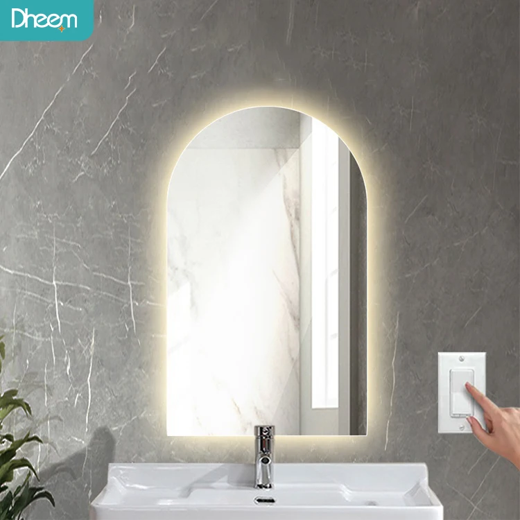Modern Hotel Led Mirror Light Luxury Decorative Frameless Half Circle Led Backlit Bathroom Mirrors
