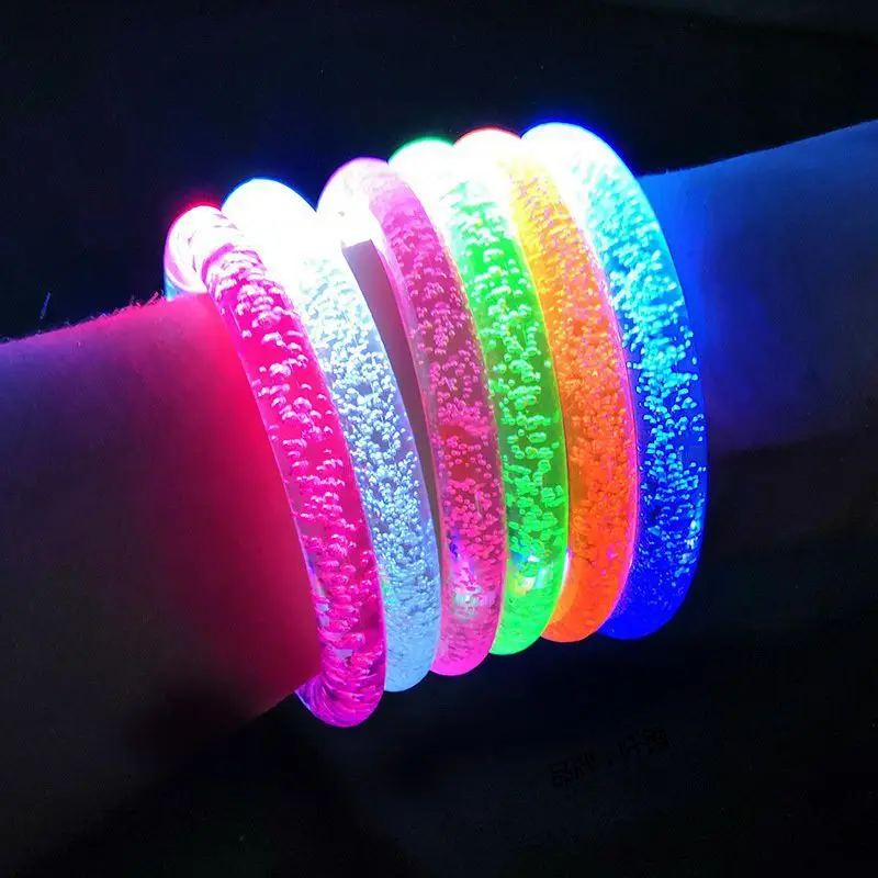 Wholesale Acrylic Glow Bracelet with LED Flickering Multi-Color Transformation Luminous Neon Light Bracelet for Easter Party