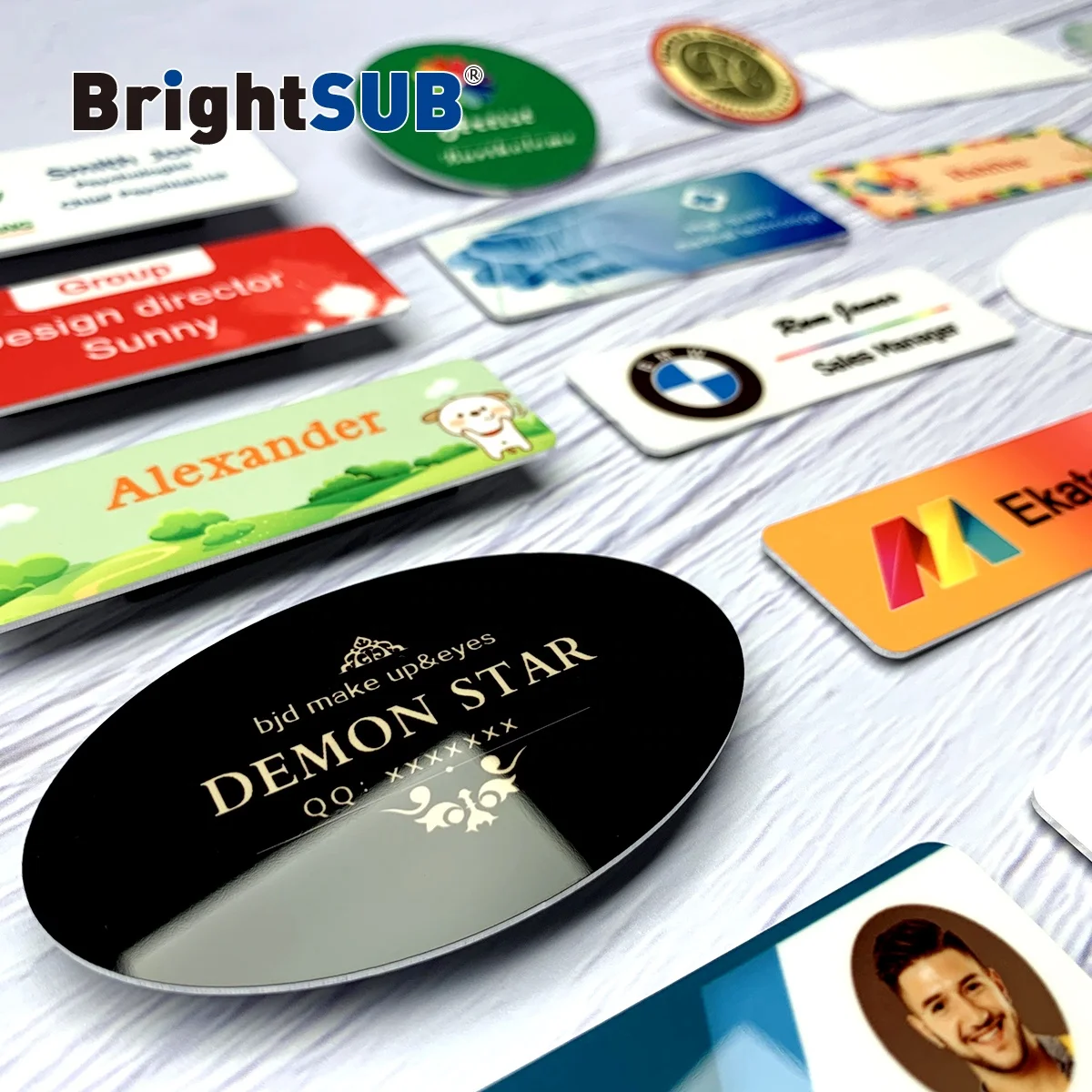 BrightSUB 1.0mm brushed gold Sublimation Aluminum Name badge blank with magnetic for heat transfer printing name tag