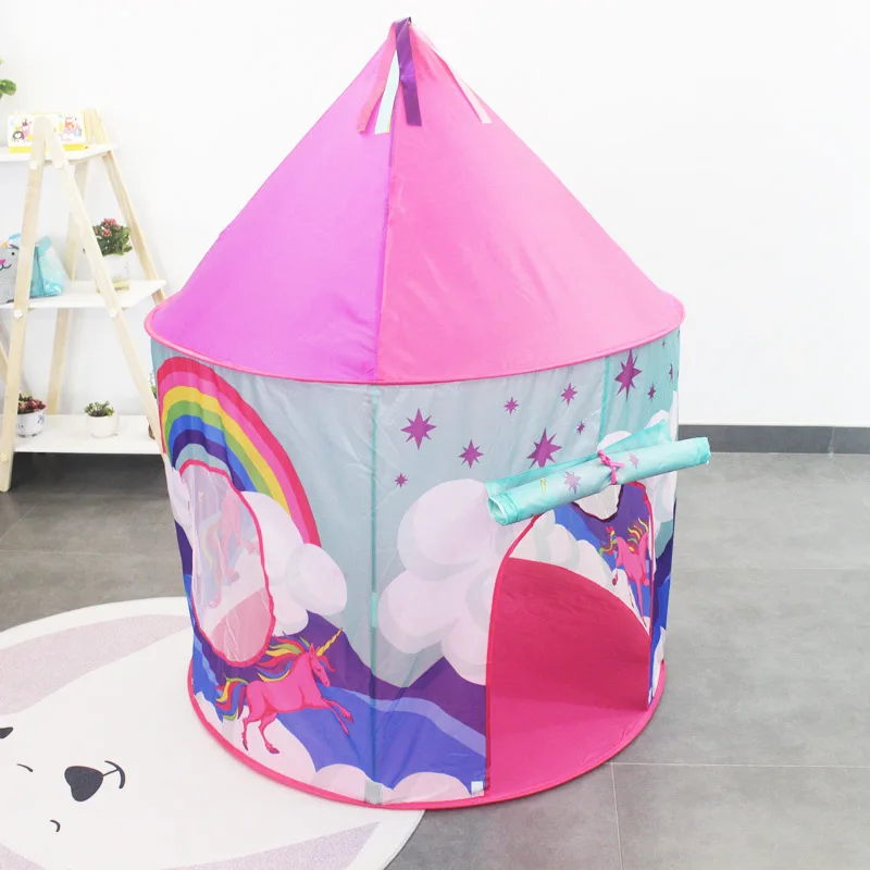 Детская портативная палатка с розовым замком принцессы, для дома и улицы, для мальчиков и девочек, складная Игровая палатка