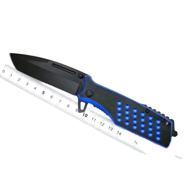 3CR13 stainless steel material type camping survival utility folding brass wood pocket knife