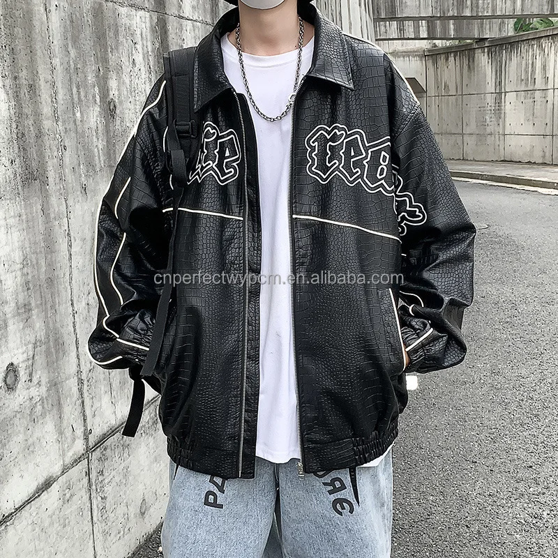 Trendy Custom Winter Black Mens Jackets Coat korean denim jacket  Leather Letterman Bomber Baseball Varsity Jacket