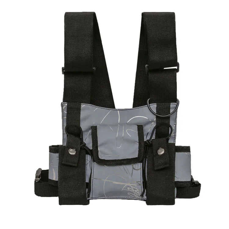 Quality Universal Radio Reflective Belt Pack Pouch Holster Vest Walkie Talkie Tactical Chest Bag