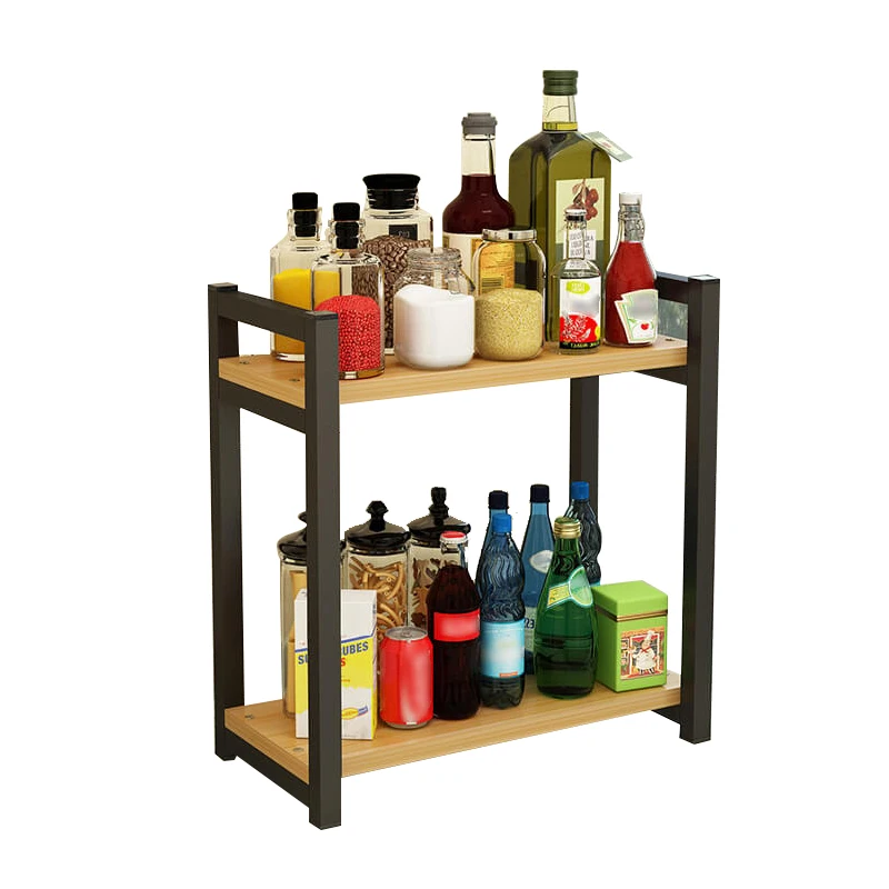 
Hot Sale 2 Layer Microwave Oven Wooden Shelf Spice Shelves Kitchen Storage Rack 