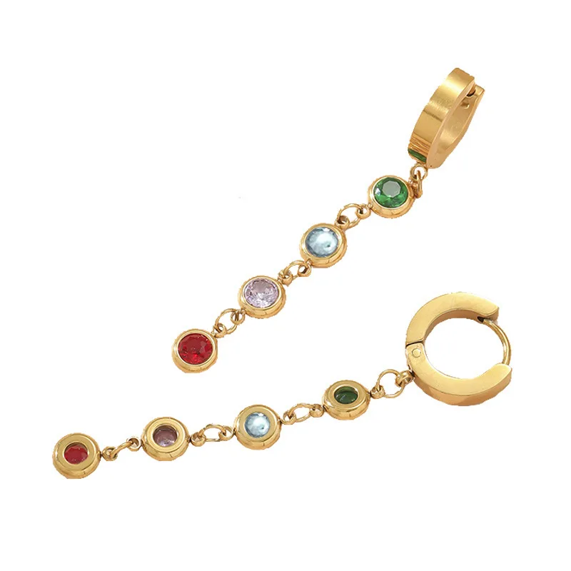 Fashion colorful jewelry korea earrings Four color rainbow diamond titanium steel earrings