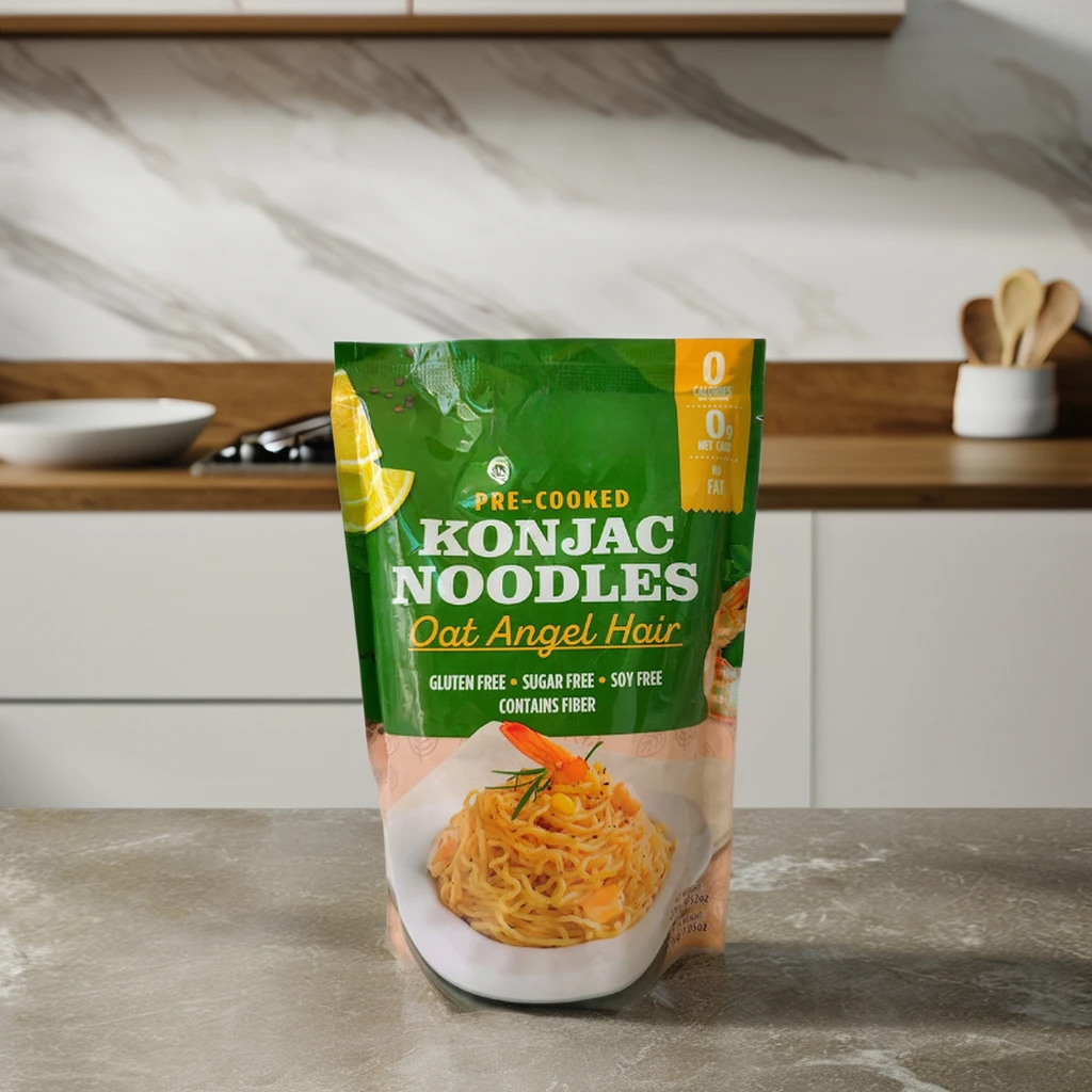 Обезжиренная лапша из овсяного конжака быстрого приготовления замена здоровой пищи без сахара упакованная в пакет или коробку