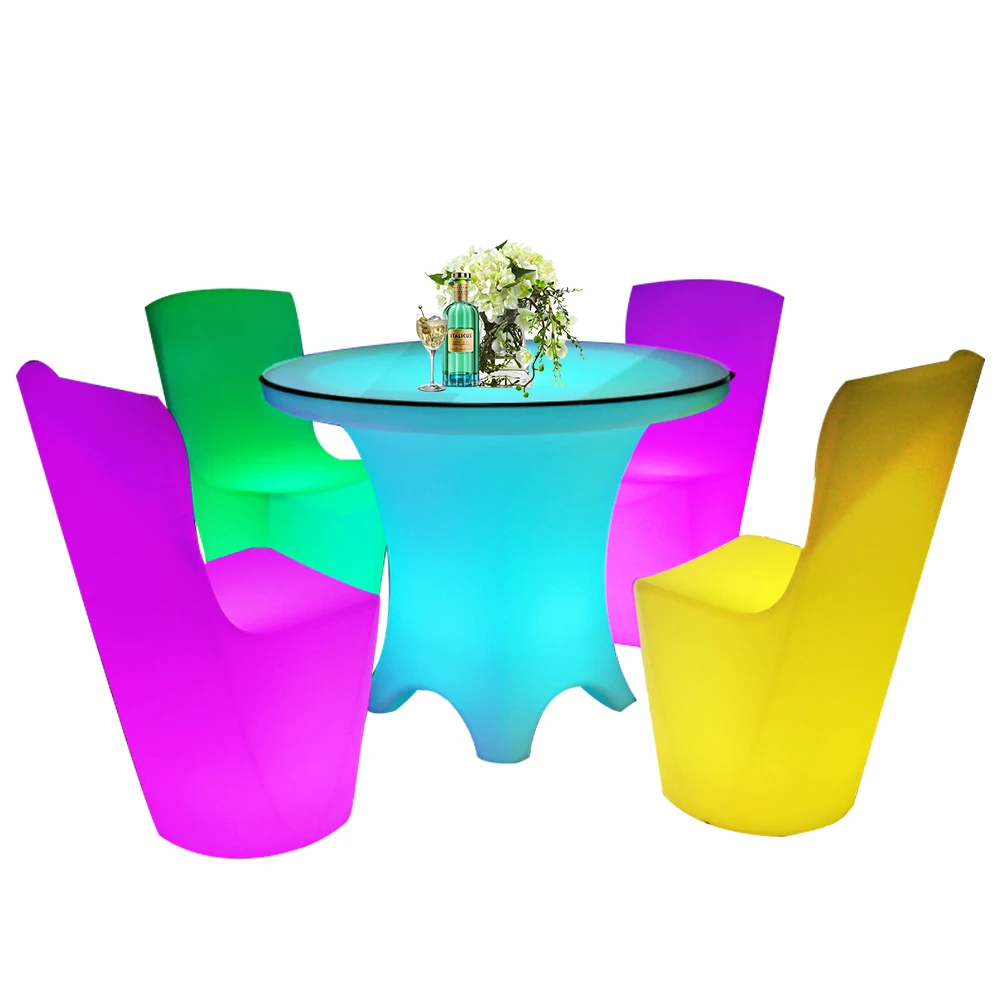 Poseur Bistro Pub led glowing bench /sofa outdoor plastic garden furniture led tables and bar chairs used