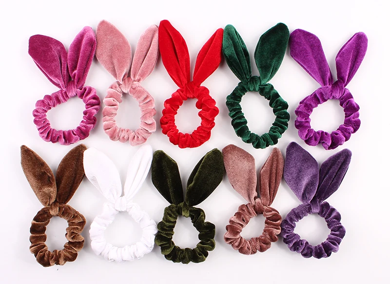 wholesale Velvet Hair Tie for girls kids velvet hair accessories rabbit ear