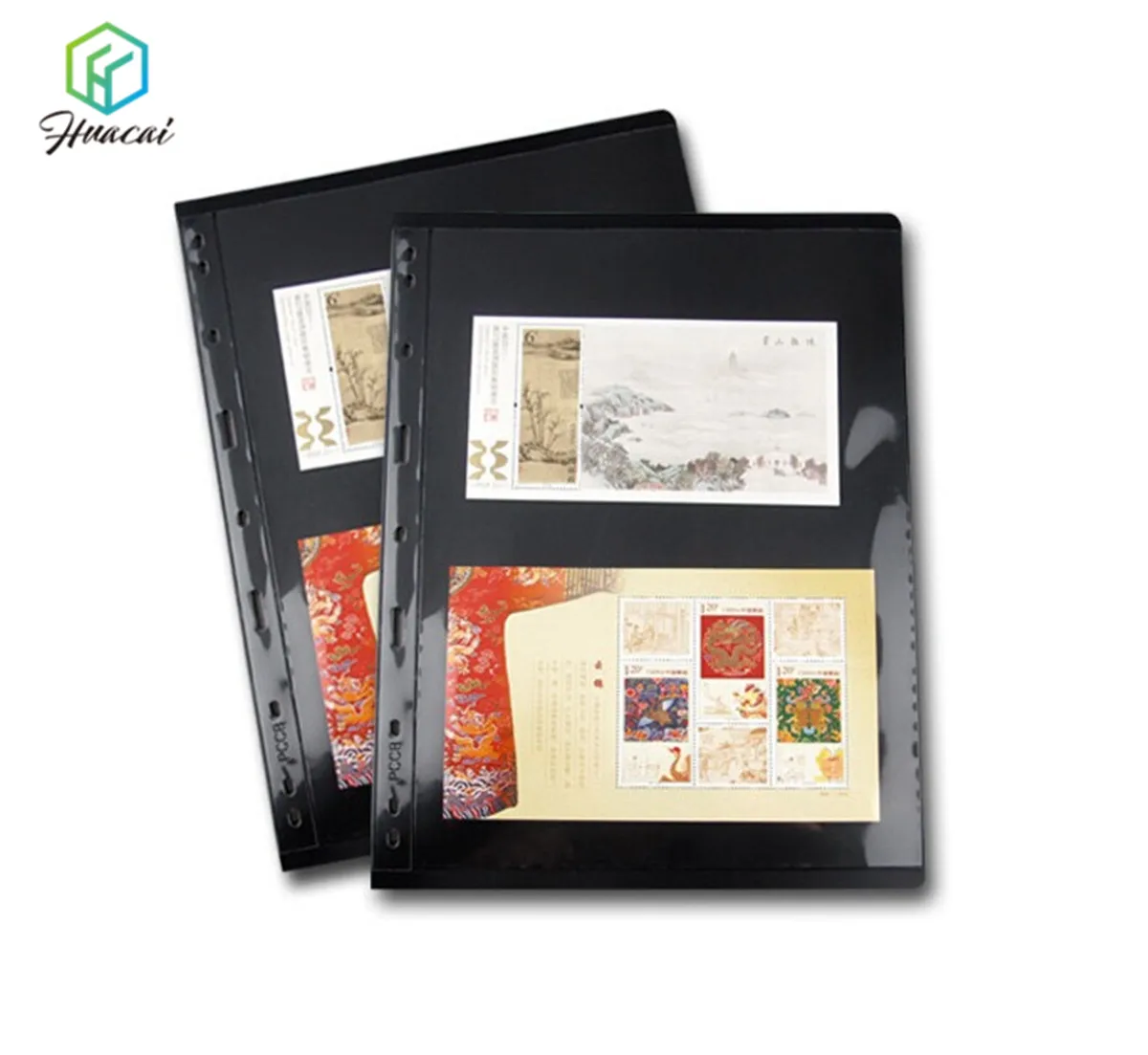 Flexible black PVC plastic 7 rows  stamp album page sheets leaf Folder for stamp collections or currency collection