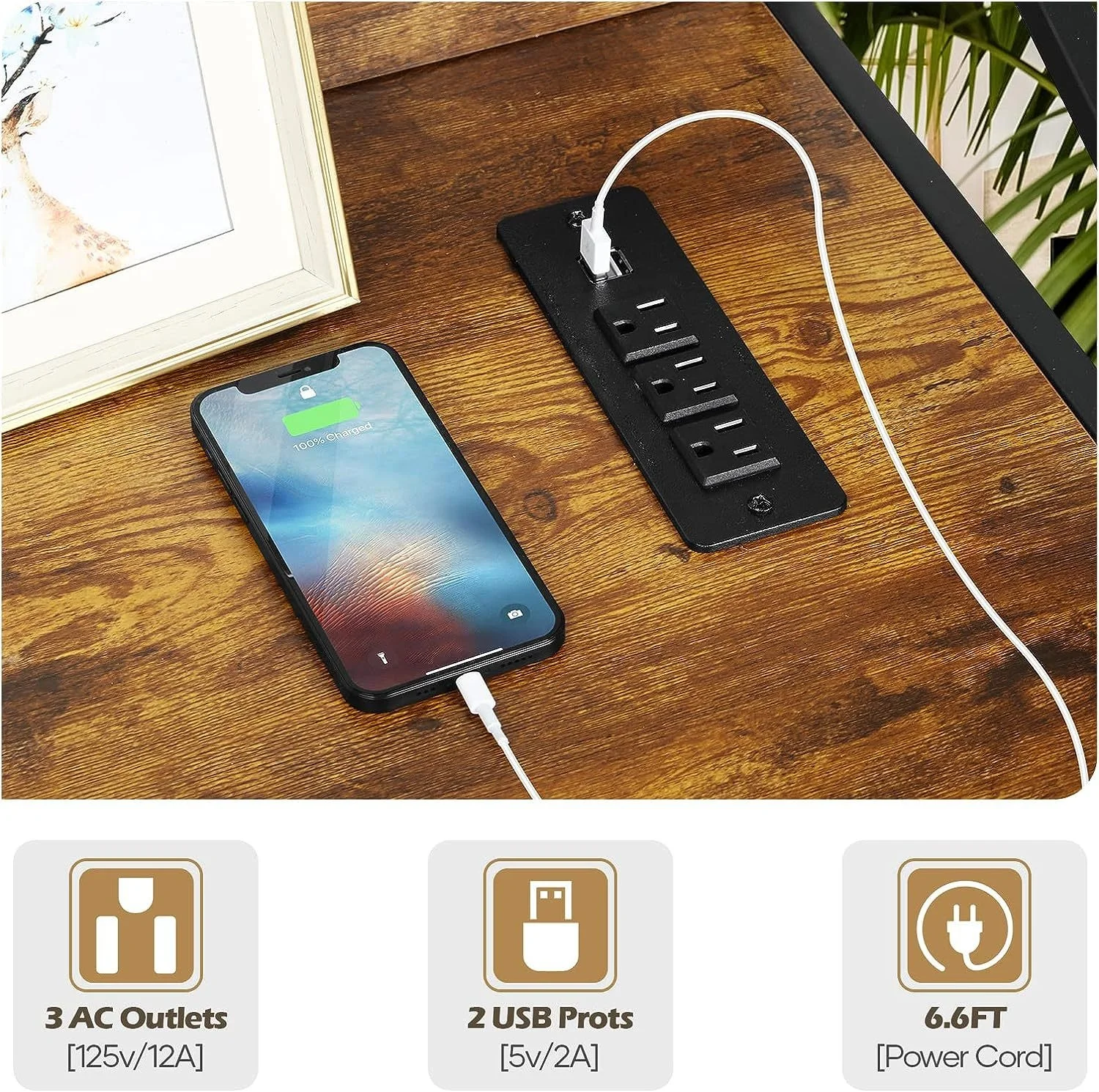 Modern Printer Stand and Paper Shredder Stand Rack 3-Tier Lateral Office Filing Cabinets with Socket and USB Charging Port