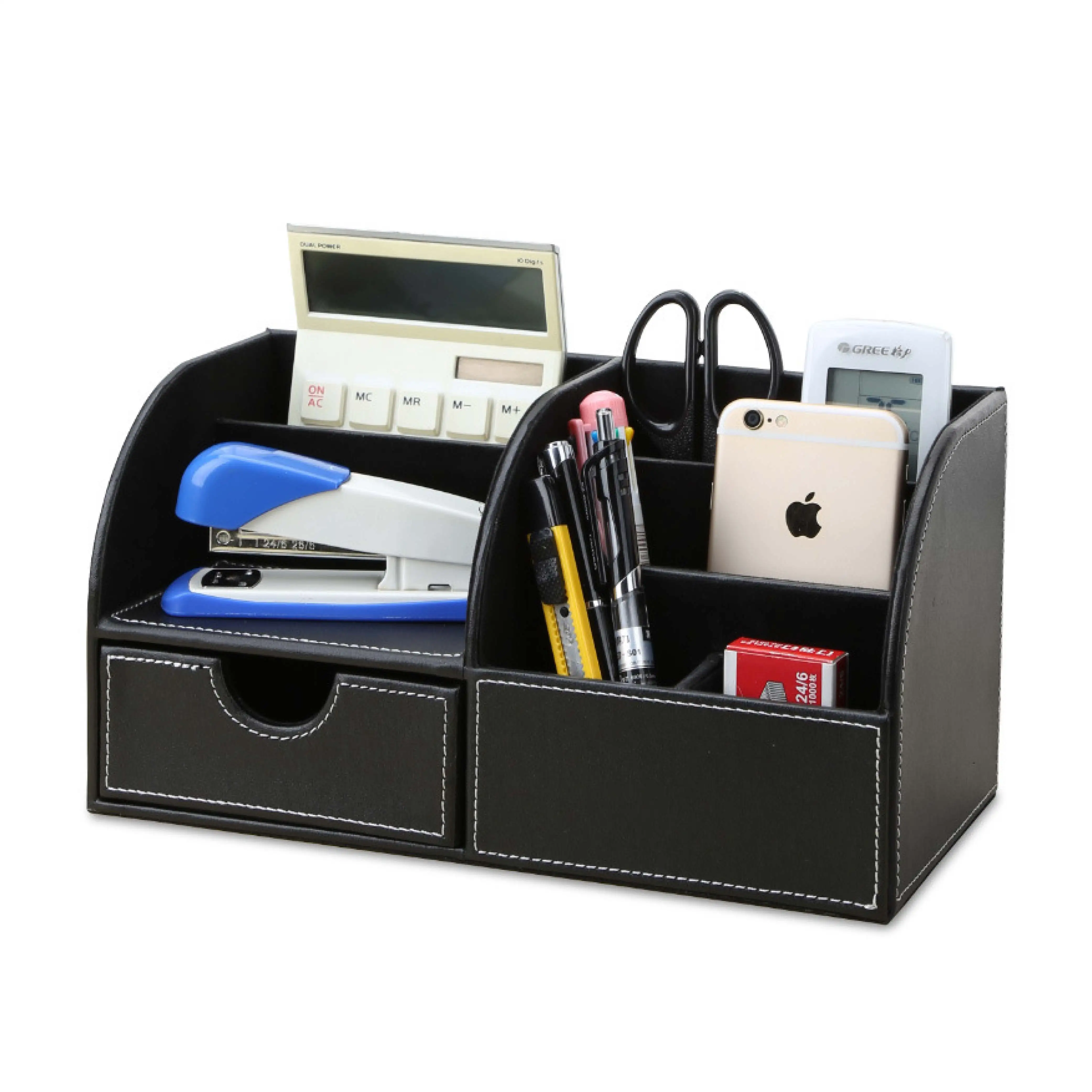 Multifunction Desk Accessories Organizer Pen Holder Custom Pu Leather School Home Desktop Storage Set Hotel Office Organizer