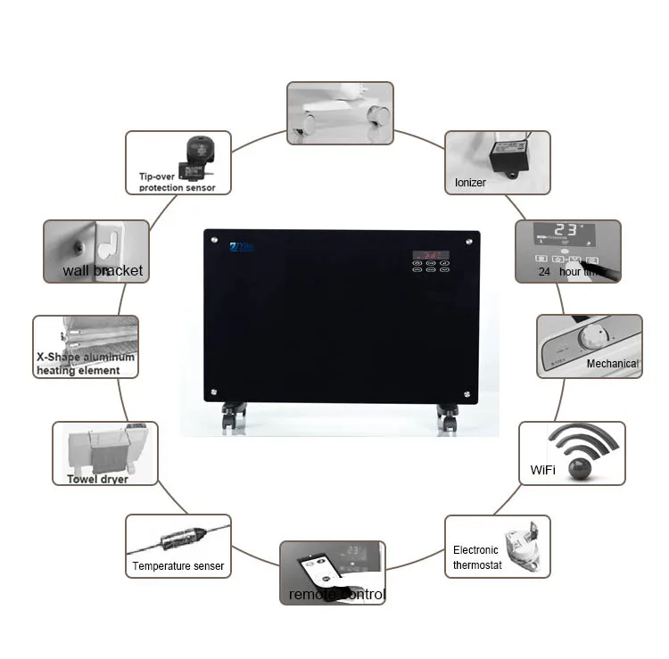 Overheat Protection 1500w Power Wholesale Infrared Glass Convection Heaters Fast Heating