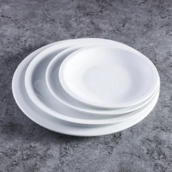 Cheap Wholesale Manufacture Narrow Side Round White Ceramic Of Plates Sets Dinnerware Platos Assiette Wedding  Plates