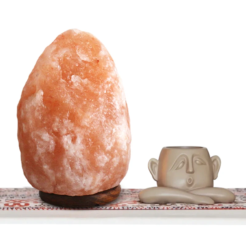 Flickering Flame Himalayan Rock Salt Lamp Wall Bedside Plug in Night Light Himalayan Salt Lamp Feng Shui New Trend Carved Chico